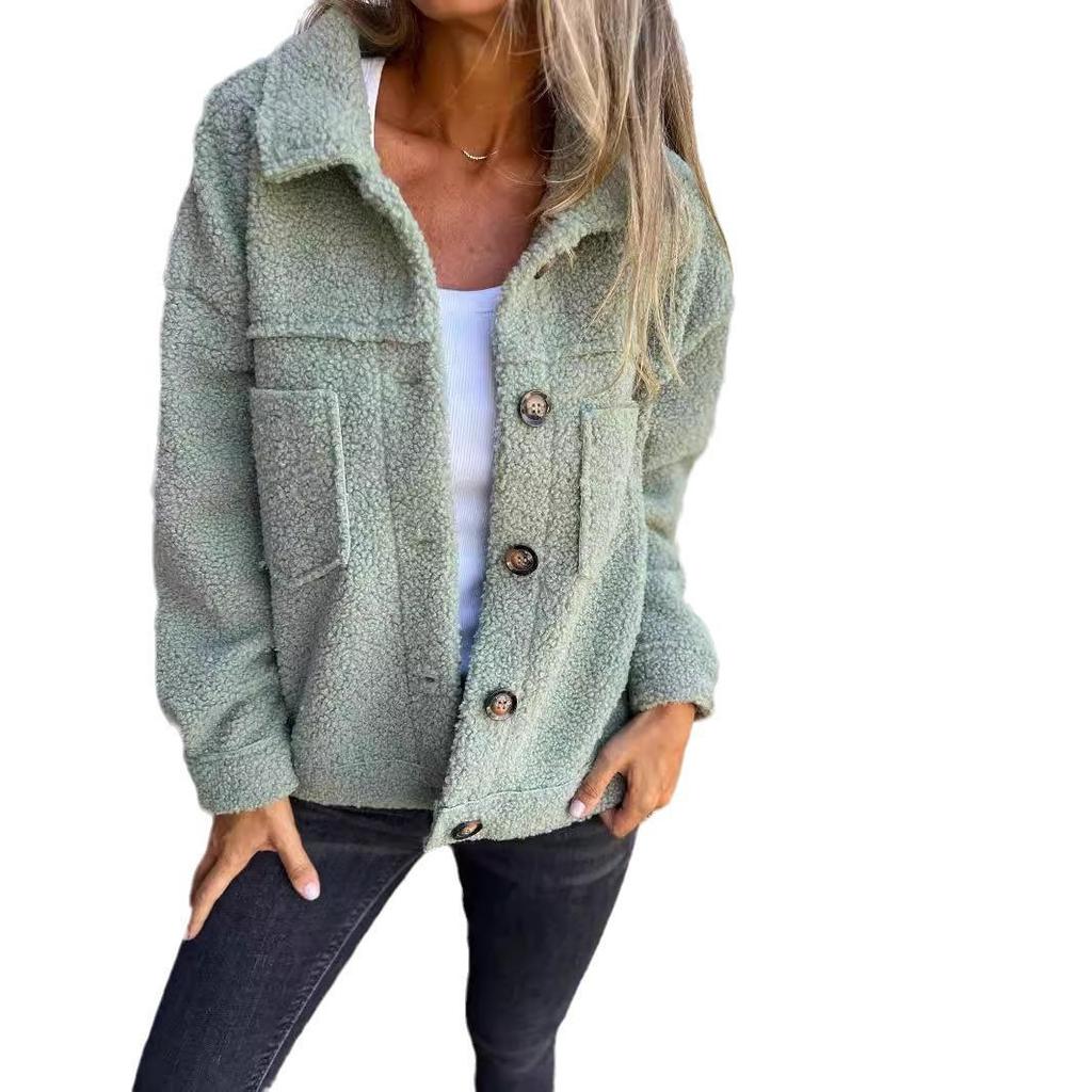 2024 Autumn/Winter Turn-Down Collar Single-Breasted Lambswool Coat