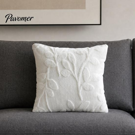Anti-static Pillowcase Plush Jacquard Pillow Cover, 3D Embossed Solid Color Cushion Case, 17.7 x17.7 Inch Anti-Static Soft Throw Modern Cozy