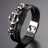 Bracelet Double Layer Vintage Alloy Cowhide  Bracelet Fashion Men's Leather Magnet Buckle Bracelet