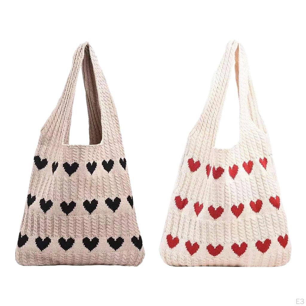 Shoulder Bag Women's Knit Tote Aesthetic Pouch Underarm Female Purse Handbag Crocheted Bags