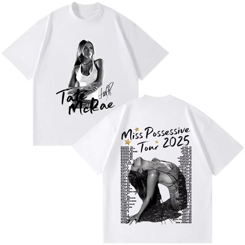 Tate McRae Miss Possessive World Tour 2025 TShirts Fan Gift Unisex Women Fashion Loose Short Sleeve T Shirts Cotton Casual Tshirt
