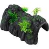 Fish Tank Hideout Cave Decor,Resin Rock Mountain Tunnel with Moss Plants Betta Cichlid Habitat Shelter for Aquarium Fish Tank Accessories 9.5 X 6 X 4