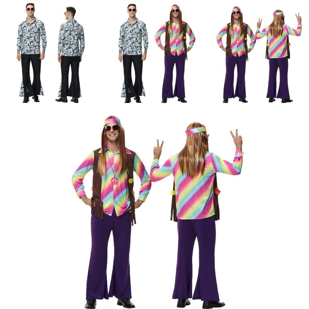 Vintage Halloween Disco Costume Set Cosplay Hip Hop 70s Hippy Parties Theme