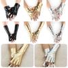 Glossy Finish Half Finger Gloves Punk Style Imitation Leather PU Leather Gloves Lacquer Leather Gloves Hip Hop Performance