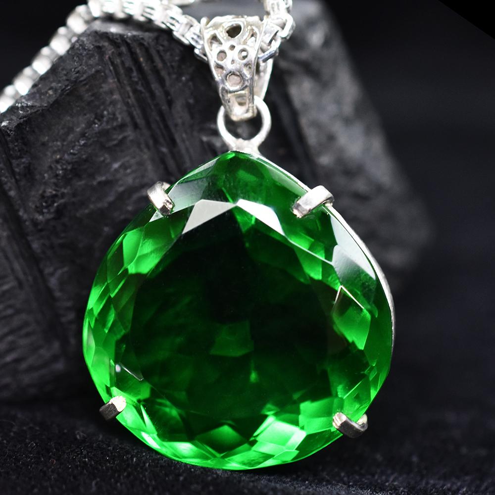 Natural Green Topaz 118 Ct Pendant Jewelry Certified Gemstone Gift For Her/ Him MY.PD-106-NS