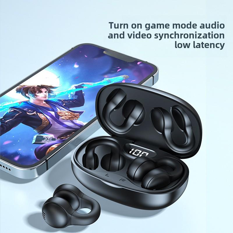 Căști Bluetooth cu clemă pentru urechi cu reducere a zgomotului, afișaj digital, durată lungă de viață a bateriei - ideale pentru sport.