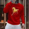 2026 Year of the Horse Red Hoodie - Men's Festive Zodiac Slim Fit Casual Top