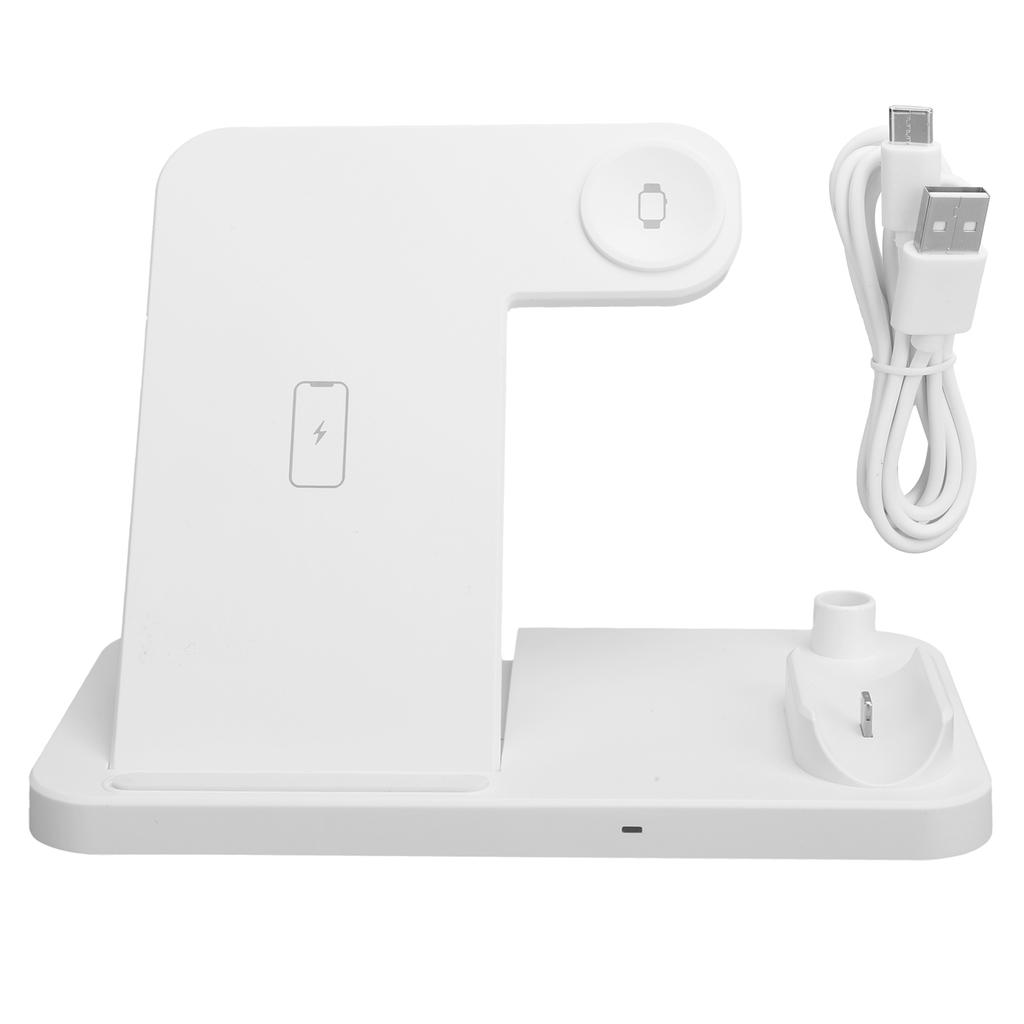 4‑In‑1 Foldable Wireless Charger Fast Charging Dock Station for Mobile Phone Watch EarphoneWhite