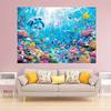 2D Underwater World Turtle Dolphin Fish Backdrop Ocean Photo Background