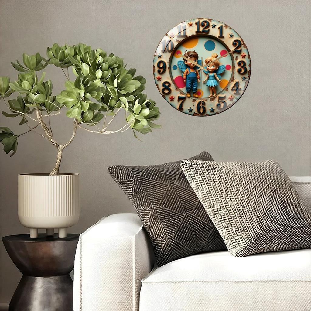 Versatile 30cm Round Wall Clock with Glass Surface and Decorative Metal Case