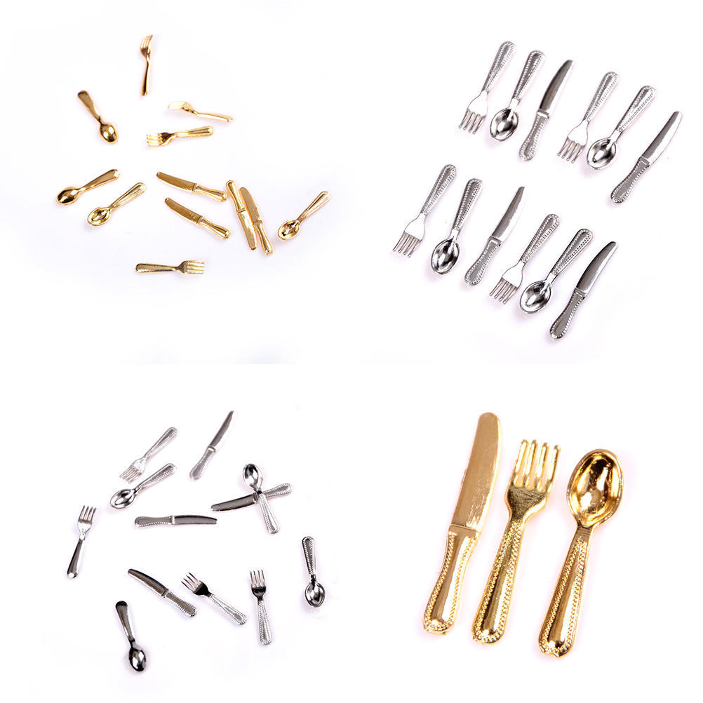 12Pcs Mini Dollhouse Miniature Scene Model Doll House Accessories Knife And Fork