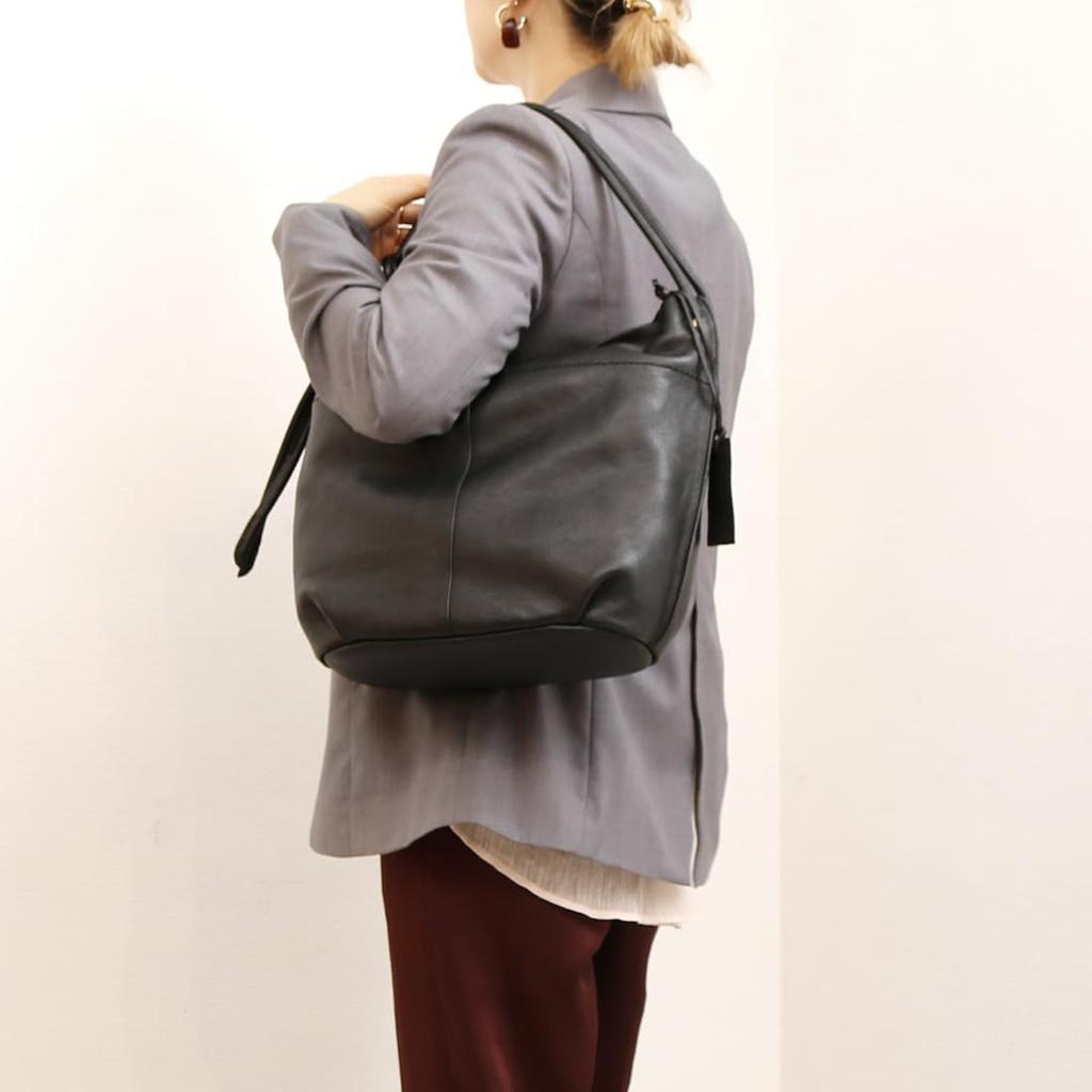 Cowhide Rope Handle 2-way Shoulder Bag L