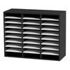 Wood Literature Organizer File Sorter Paper Storage Holder 27 Slots Black