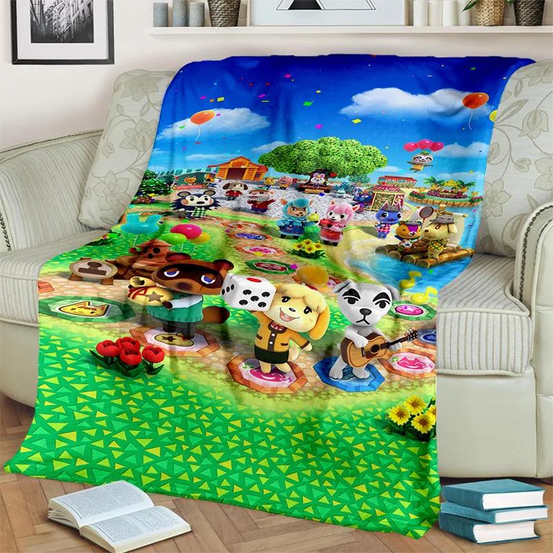 Cartoon Animal Crossing New Horizons Soft Plush Blanket,Flannel Blanket Throw Blanket for Living Room Bedroom Sofa Cover Child