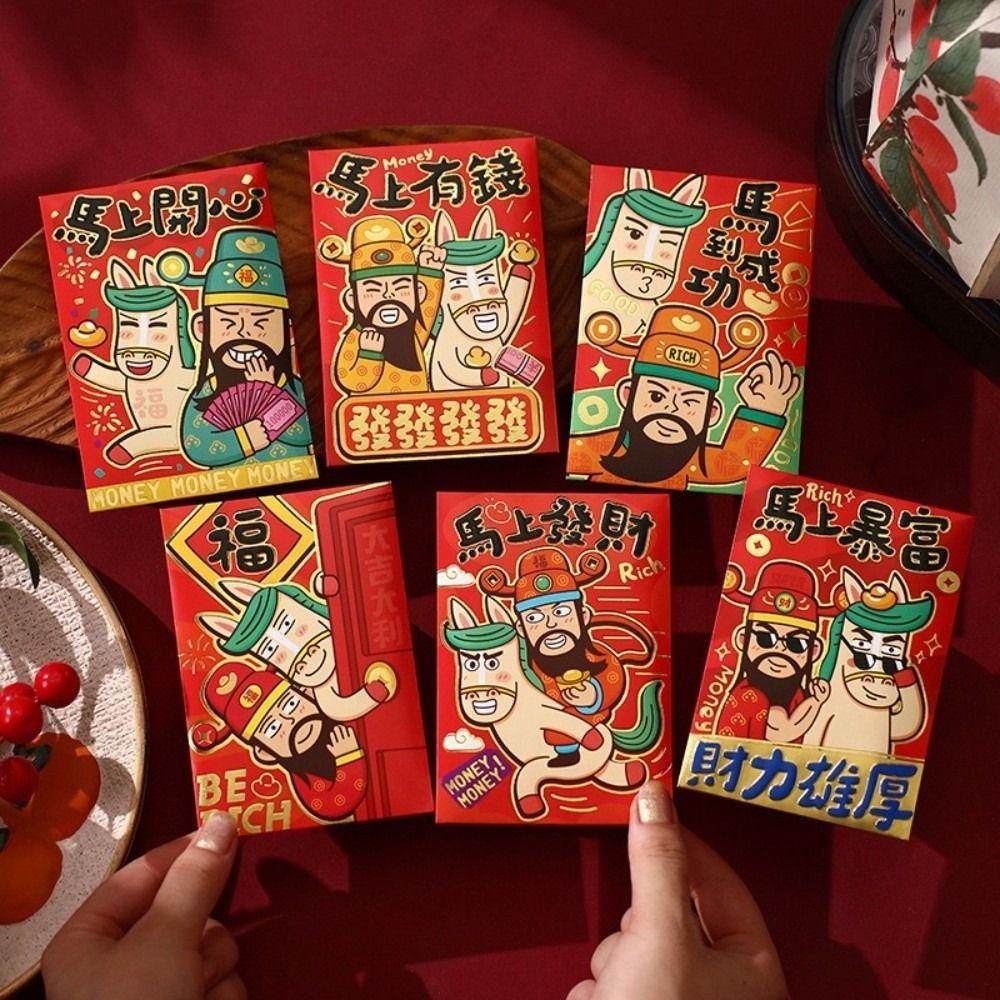 6pcs Blessing 2026 Horse Year Red Envelopes Chinese Style Money Envelope Spring Festival