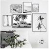 Painting Surfing Coastal Decor for Living Room Surf Poster California Wall Art Black and White Ocean Print Beach Canvas