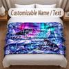Wolf Theme Soft Blanket Personalized Custom Name Text Print Warm Blanket Home Sofa Bedroom Decor