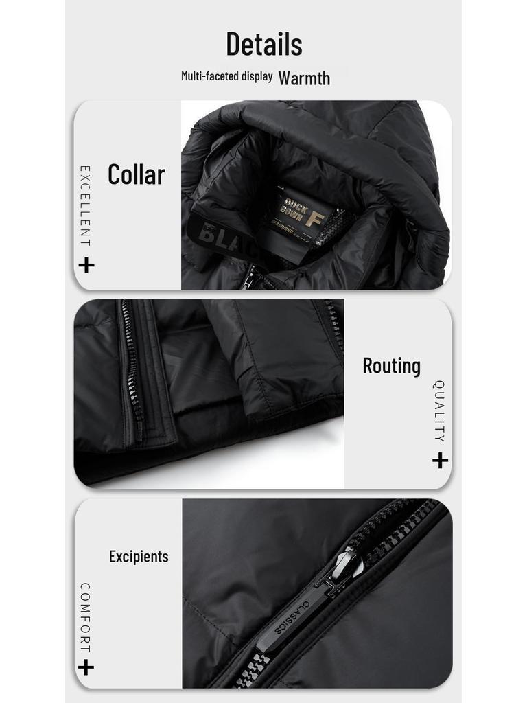 2025 Men's Winter Hooded Short Down Jacket - 90% Duck Down Casual Outerwear