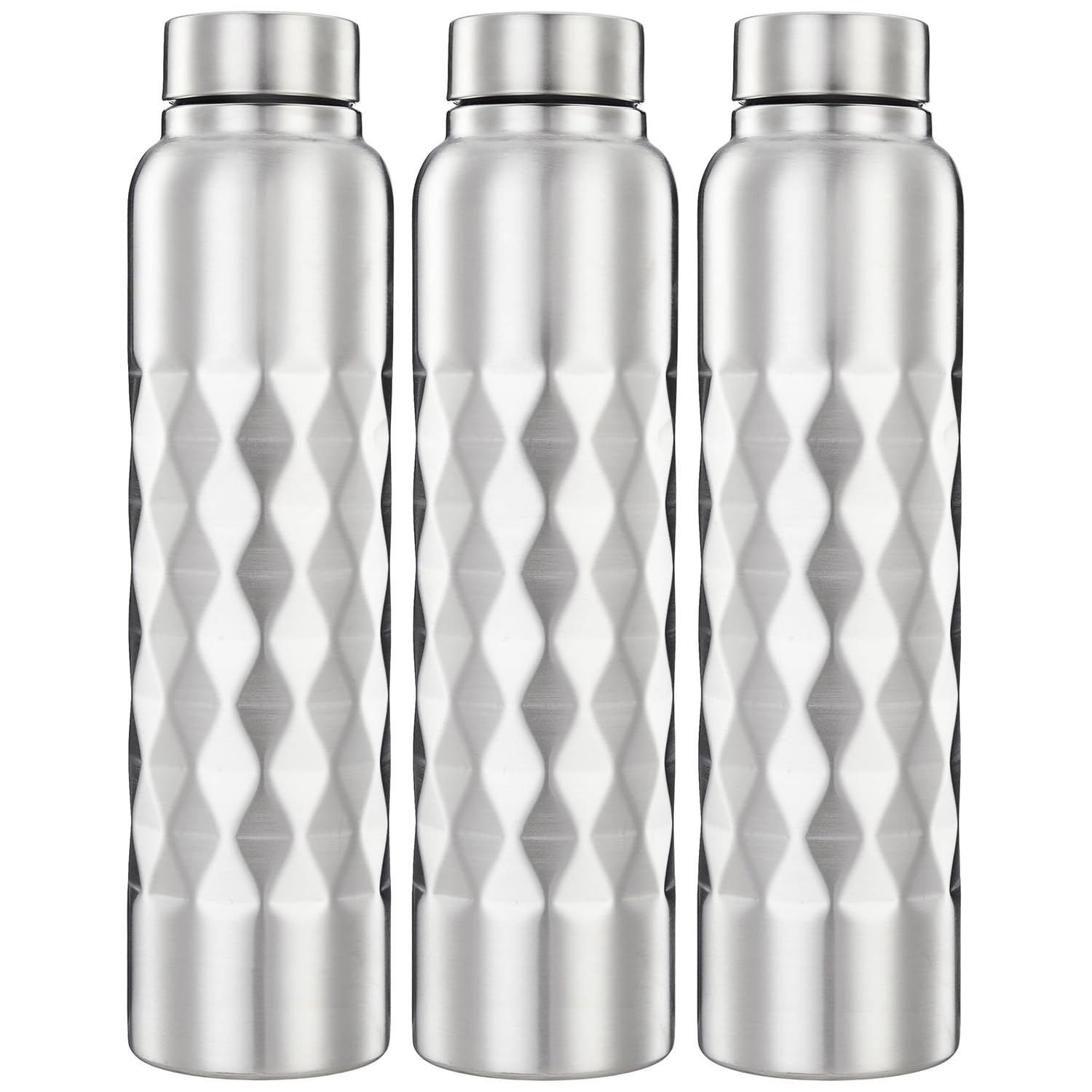 

Бутылки для воды Cubix из нержавеющей стали, набор из 3 штук, по 1 л каждая | Устойчивые к ржавчине, небьющиеся, герметичные | Пищевая сталь (Серебряный)