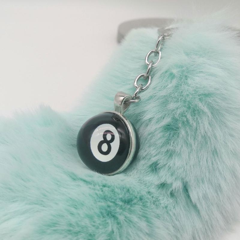 Schwarzer Billard-Schlüsselanhänger Nr. 8 Mini-Kugelanhänger Schlüsselring Glas-Schlüsselanhänger Bartisch-Dekoration Schmuck Spiel-Souvenirs Geschenk