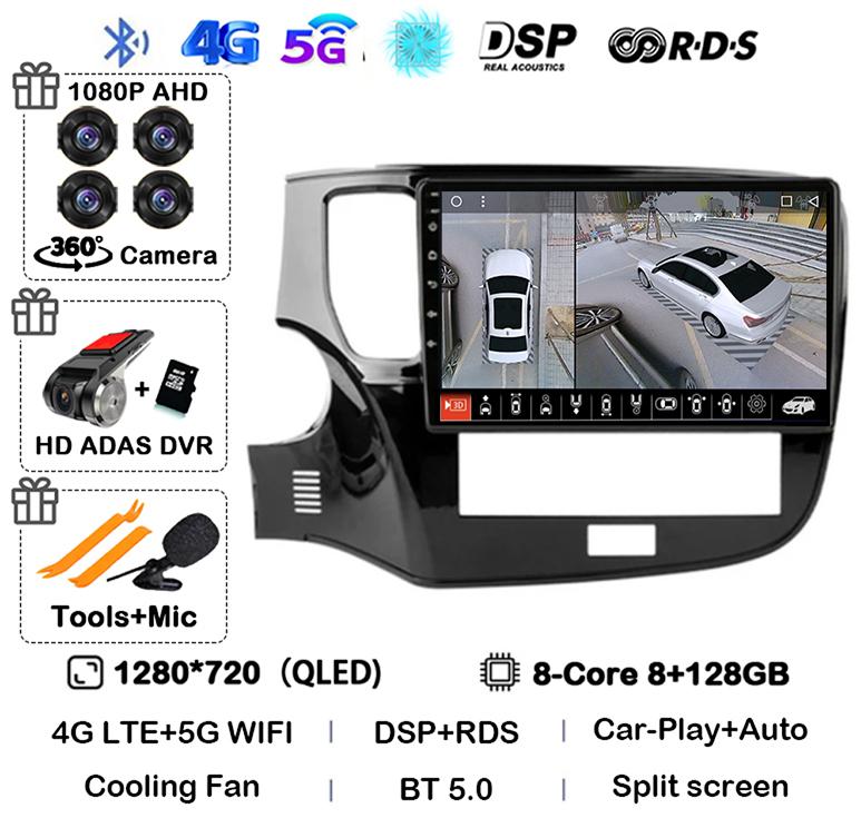 Android 14 Auto Carplay Car Radio For Mitsubishi Outlander 3 III GF0W GG0W 2018 2019 2020-2022 Multimedia Player Navigation GPS