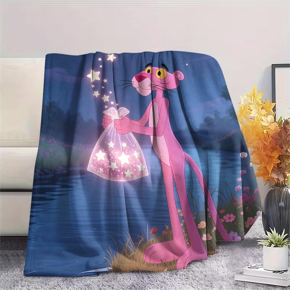 The Pink Panther Flannel Blanket, High Quality Comfortable for All Seasons, Home Decor, Warmth and Comfort