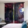2Pcs Forest Curtain Dark Gothic Themed Scene With Magic Tree And Secret Cave Moon Suitable For Living Room And Bedroom