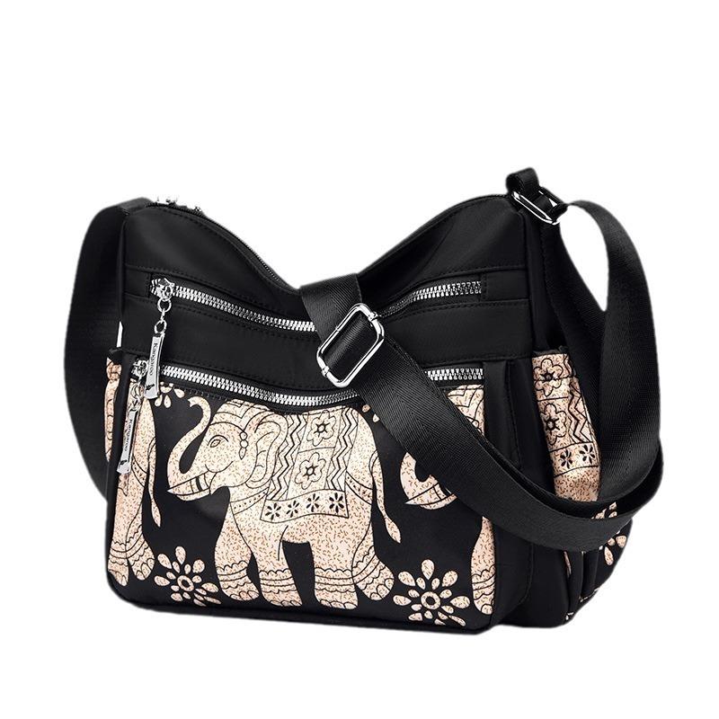 Printed Women's Messenger Bag Large Capacity Shopping Backpack Simple Commuter Shoulder Bag Trend Anti-splashing Nylon Bag