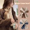 Knitting Shawl Wrap Mixed Color Neck Warmer Elegant Cross Scarf