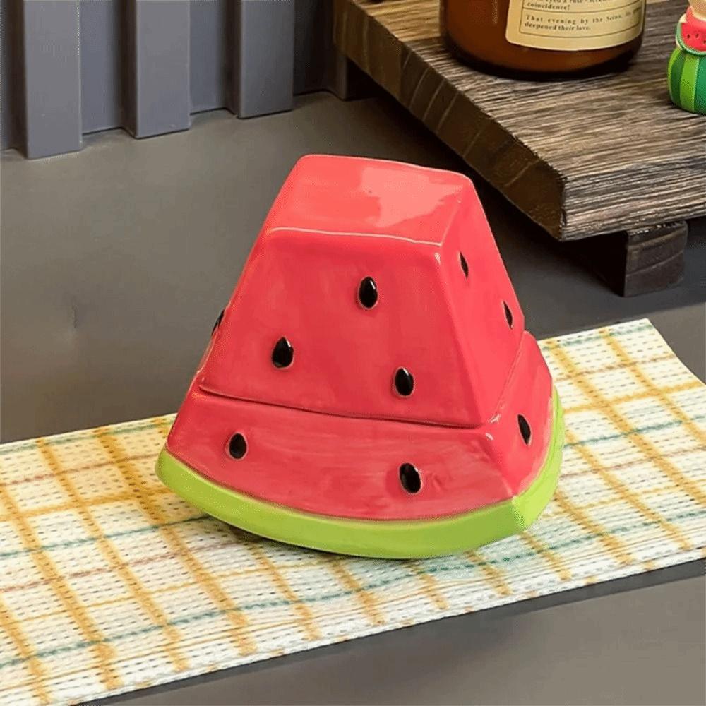 Decorative Watermelon Toothpick Box Creative Cotton Swab Box Ceramic Toothpick Jar  Office Desk
