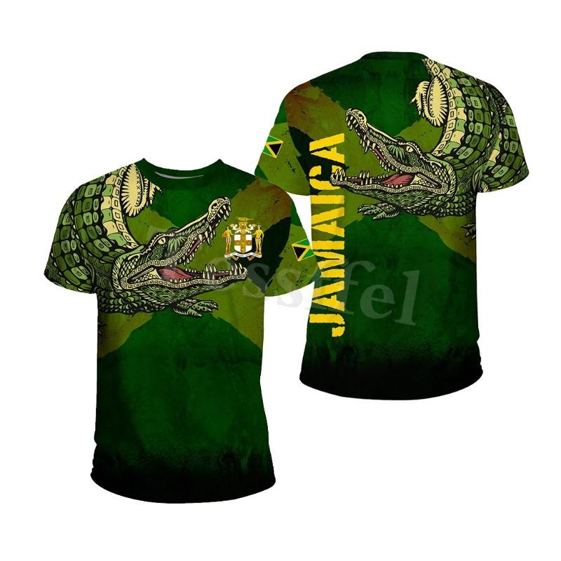 Tessffel Jamaica Lion Emblem Zomer Nieuwe Mode 3D Print Tops Tee T-shirt Mannen Vrouwen Korte Mouw T-shirt Streetwear Stijl-4