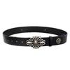 Cintura Nera in Pelle Punk Teschio Stile Strada Americano