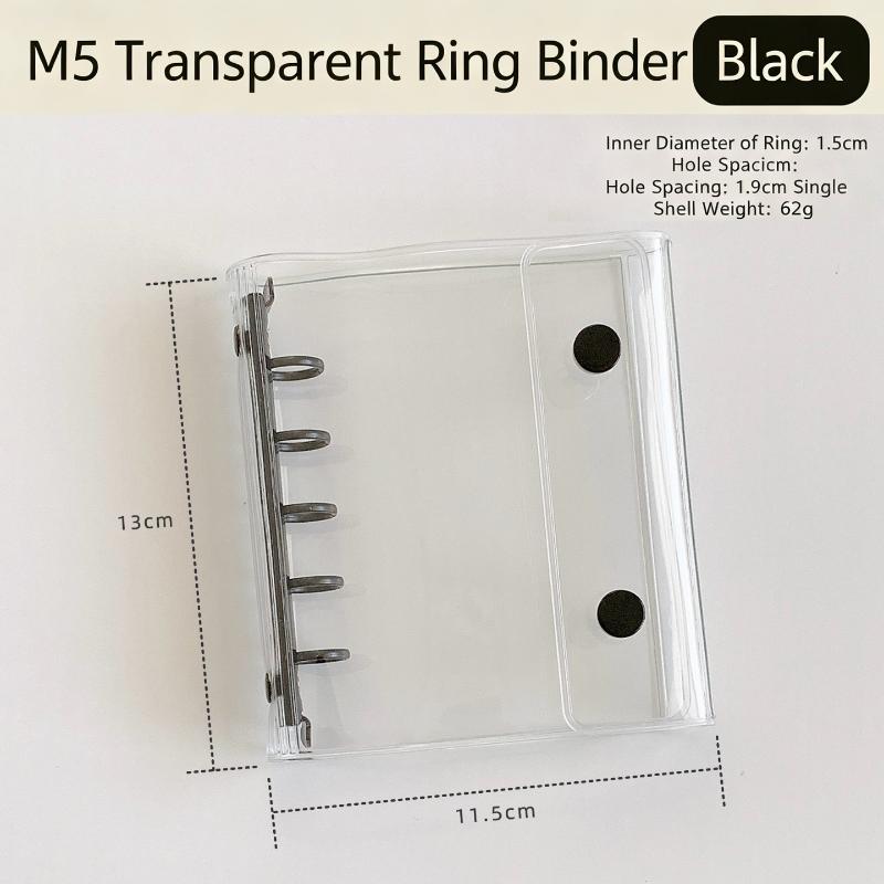 M5 Widening Double Button Transparent PVC Soft Cover Binder Cover Journal Sketchbook Accessories Diary Office Supplies