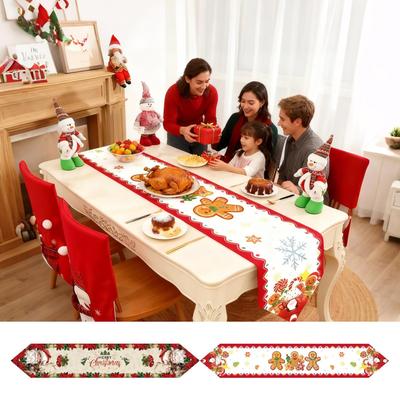Caminho de Mesa de Natal Longo Macio Decorações de Natal Homem de Gengibre Papai Noel Caminho de Mesa de Inverno Para Festa de Inverno