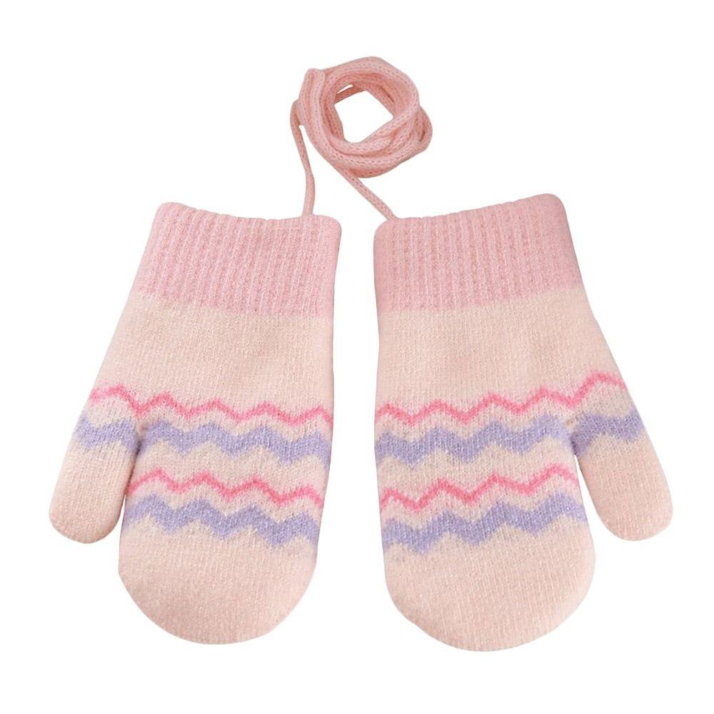 Warm Kids Winter Gloves Windproof Knitted Gloves Cute Children Mittens for 0-3 Years Old Toddler
