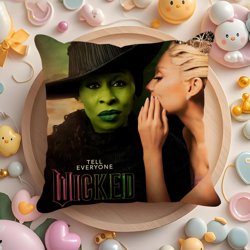 W-Wicked Part One Movie Cushion Cover Short Plush Double-Sided Printing Home Machine Washable In Warm Winter Pillow Case