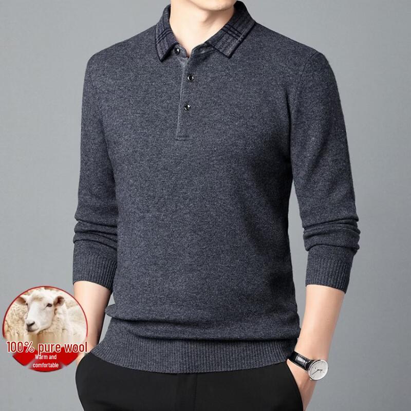 Hengyuanxiang Men's Thick Loose Casual Wool Sweater