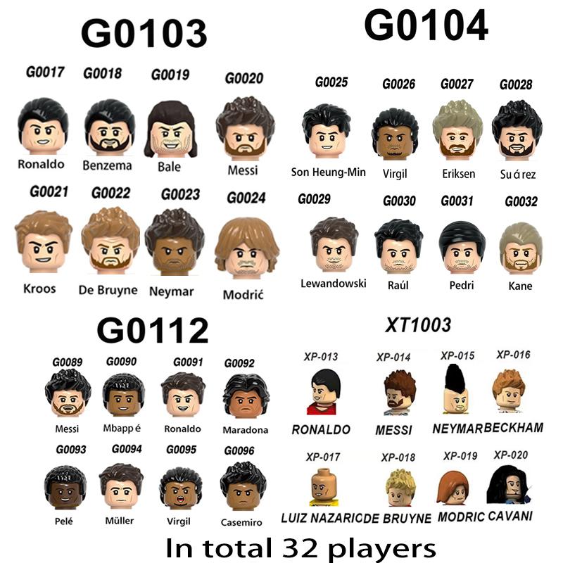 Fußballfeld Bausteine DIY Tischfußballbrett Bausteine Lernspielzeug Geschenk für Kinder Berühmte Fußballstars