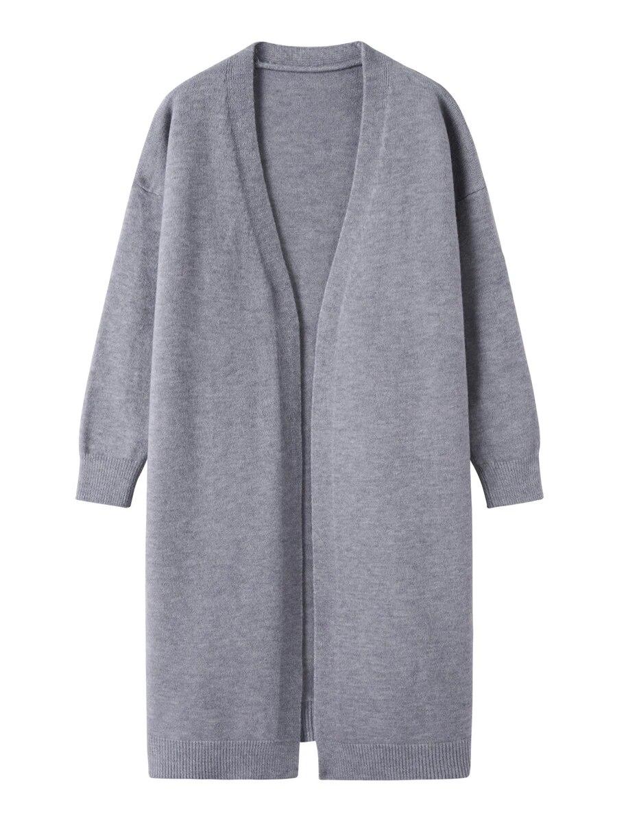 

Весенний вязаный длинный кардиган для женщин, свитер, пальто, женская модная осенняя верхняя одежда, однотонная женская повседневная одежда C-256 One Size серый