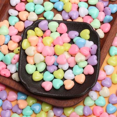 50pcs Macaron Color Creamy Small Love Shaped Beads Fashion Bracelet Necklace Jewelry Accessories DIY Handmade Materials