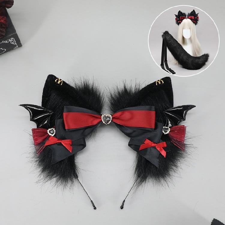 Cats Tail Adjustable Belt Cats Ears Hairband for Cosplay Halloween Party Anime Costume Accessories Soft Animal Tail