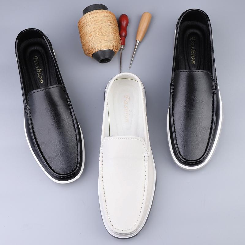 Fashion All-match New Flats Genuine Leather Men Casual Shoes Classic Mens Breathable Loafers High Quality Mens Slip on Driving Shoes