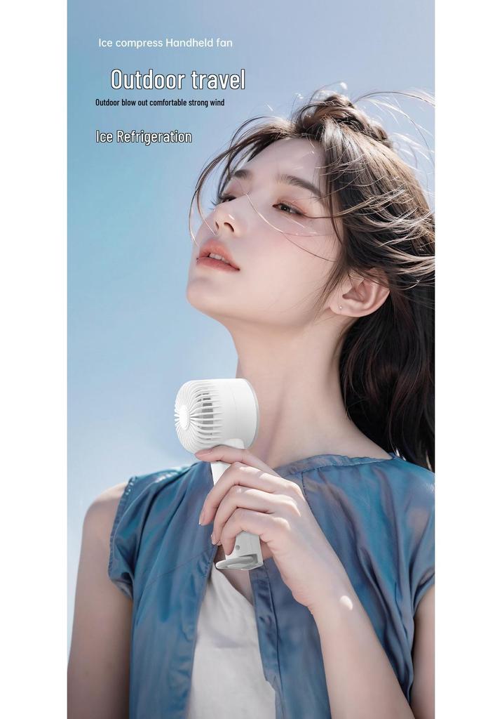 Ice Pack Handheld Semiconductor Mini Fan – Strong Wind Desktop Cooling
