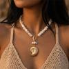 Collana con Ciondolo Conchiglia di Acrilico Frantumato e Perla Sintetica per Donne Uomini Bohemien Vacanza al Mare Estiva