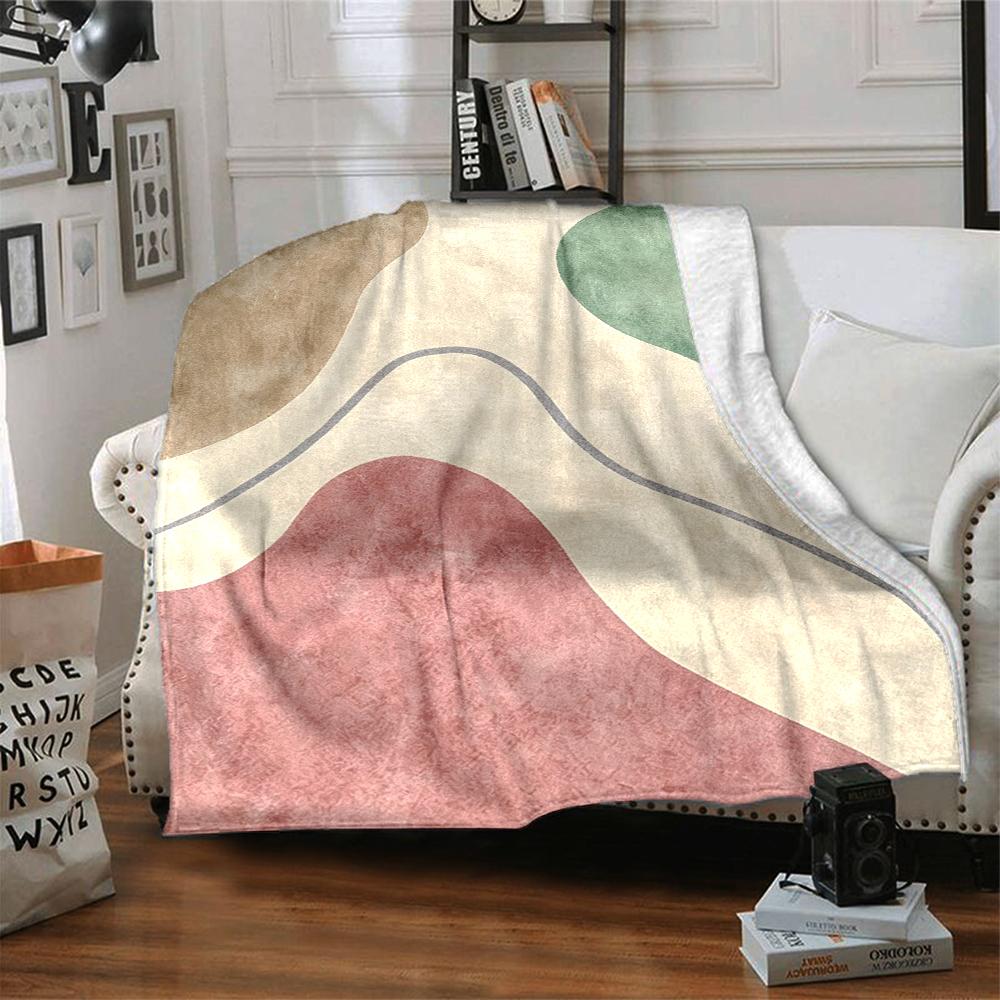 1Pc Abstract Colorful Shapes Blanket Soft And Comfortable Casual Warm Camping Travel Christmas Halloween Xmas Gift M92839