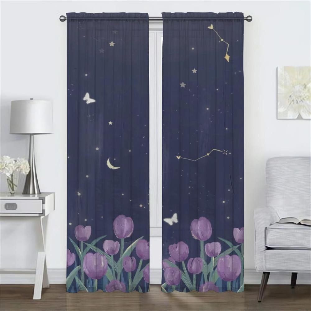 The Edge of the Flower Kitchen Curtains for Living Room Blackout Curtain Halloween Decoration Home Interior Curtains 2 Pieces