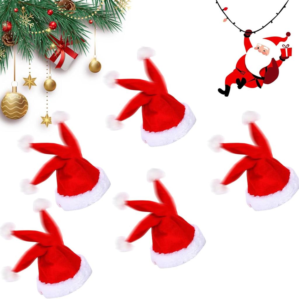 Electric Christmas Santa Hat Singing Dancing Moving Patchwork Hats Funny Toy Party Winter Warm Musical Dance Xmas Hat Gifts