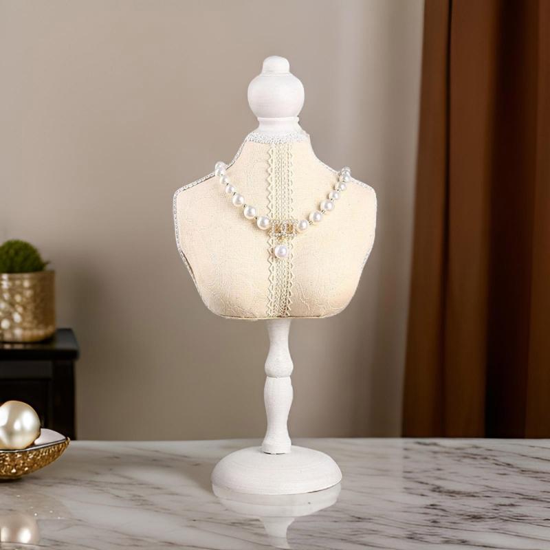 Sturdy Lint Covered Necklace Bust Portable Jewelry Organization Home Accessory Necklace Display Rack Decoration