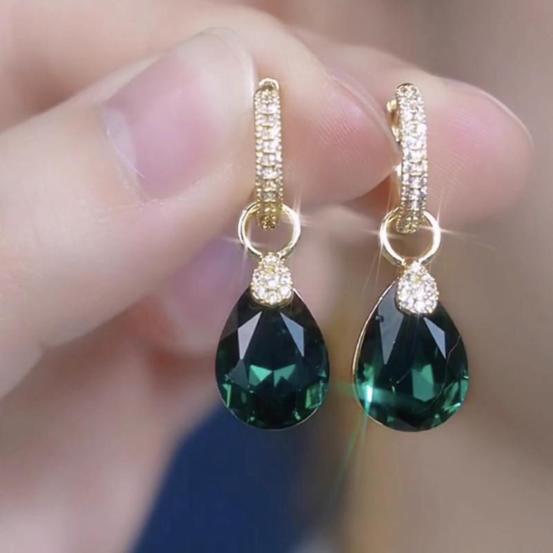 2025 Trendy Blue Water Drop Crystal Ear Cuffs: Stylish Summer Earrings