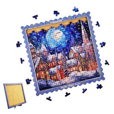 Winternachtstadt 206 Holzpuzzle Unregelmäßiges Spleißen Flugzeug Spezielle Form